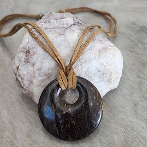 Mystic Obsidian Donut Pendant Necklace